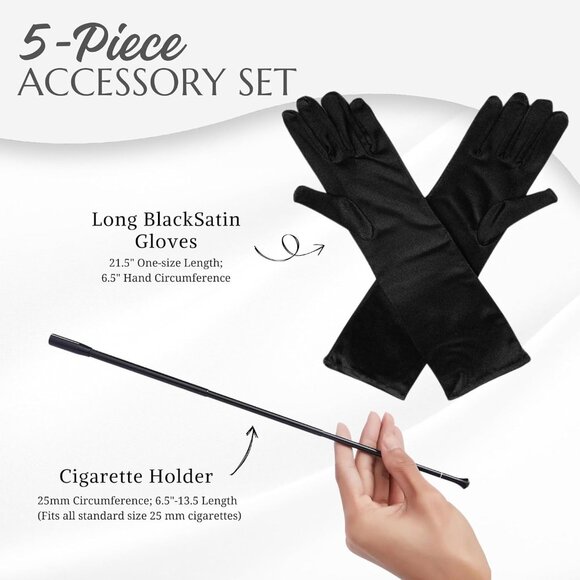 Audrey Hepburn Inspired 5-Piece Costume Jewelry Set with Necklace, Tiara, Earrin - Picture 3 of 6